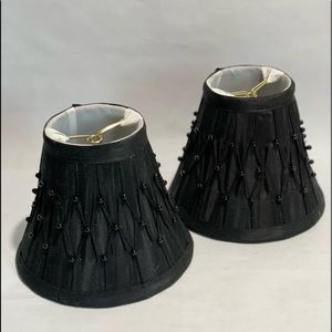 Black silk beaded clip on Chandelier shades set of 2
